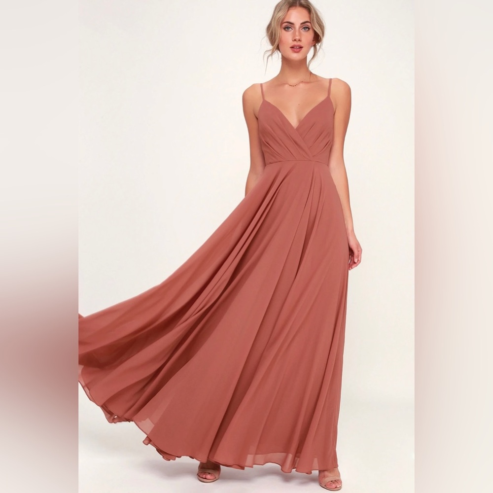 Lulu’s All About Love Rusty Rose Maxi Dress - M